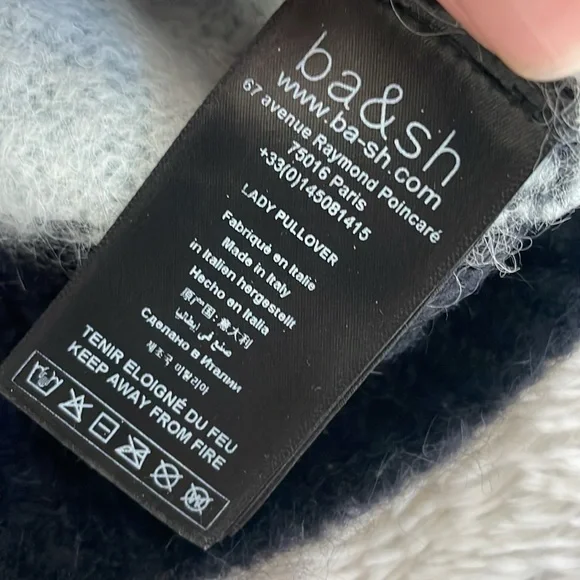 Ba&sh lady pullover Alpaca striped sweater made in Italy - size 0 - Picture 9 of 10